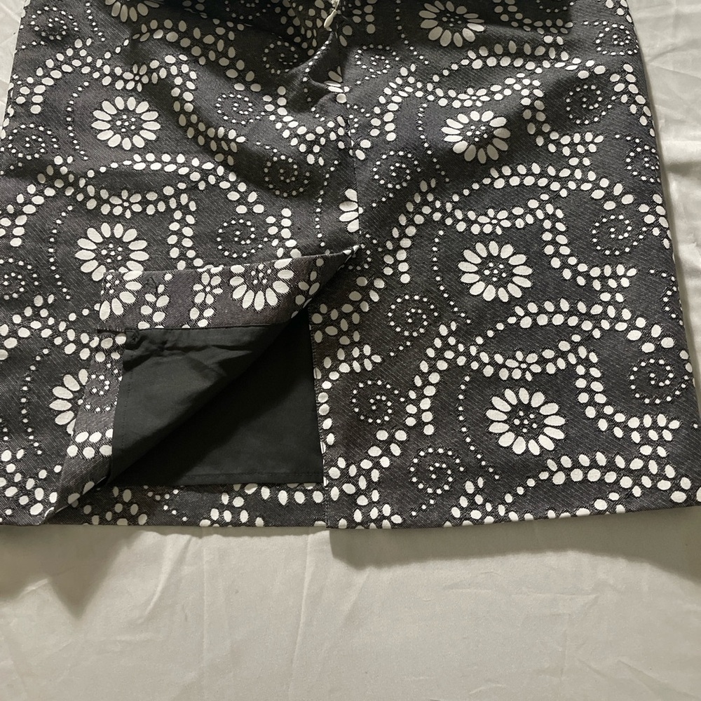 Black White Floral Mini Skirt Women A-Line Textured High Waist Retro Pattern - Picture 15 of 16